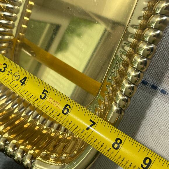 Antique Brasscrafters Sheraton Polished Brass Bowl 11x8 Decorative Tray - Picture 9 of 13